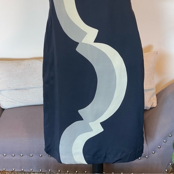 Banana Republic Geometric Silk Sleeveless Sheath Dress Sz 8 - Picture 3 of 8
